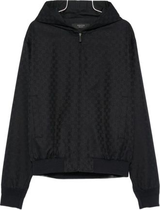 Gucci GG Katoenen Canvas Ritshouder - Heren - Bomber jackets - Blauw - S - Katoen - Jassen