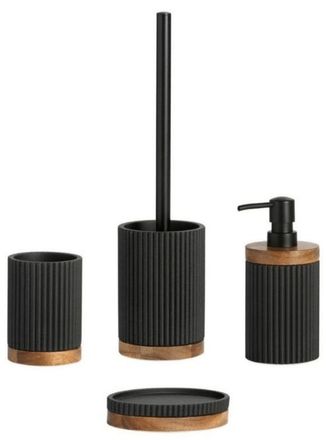 Andrea House Schickes 4-teiliges Bad-Set Fabian - Schwarz Archiviert