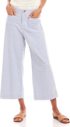 Karen Kane Sosie Stripe Cropped Pants In Light Blue/cream