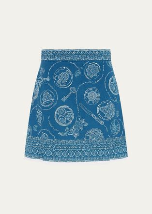 Alemais Lucky Printed Linen Mini Skirt