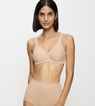 Triumph B&uuml;gelloser BH TRIUMPH Modern Soft+Cotton N, Damen, Gr. 100, Cup C, beige (neutral beige), Microtouch, Obermaterial: 40% Polyamid, 37% Baumwolle, 23% E