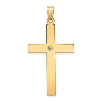 Diamond2Deal 14k Yellow Gold Polished.03 carat Diamond Cross Pendant