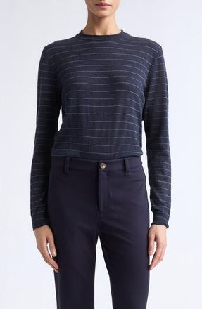 Lafayette 148 New York Striped Cashmere Crewneck Sweater in Ink Multi at Nordstrom, Size X-Small