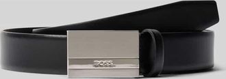 HUGO BOSS Ledergürtel mit Logo-Schließe Modell Baxton in Black, Größe 100