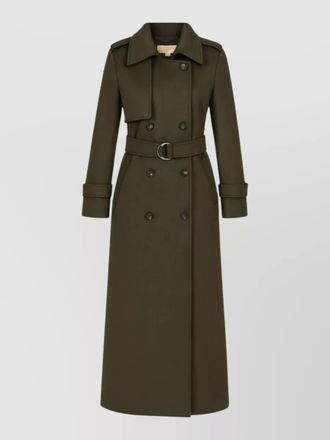 Michael Kors trench coat long belted epaulettes buttons