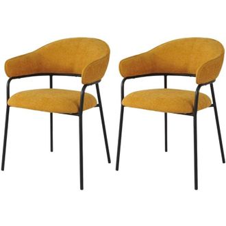 Mobili Rebecca Sedie Rebecca Mobili Kadid 82,5x57x56,5 Tessuto Poliestere Acciaio Giallo Nero Moderno SET 2 pezzi