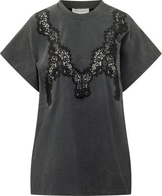 Stella McCartney Black Lace Crew Neck T-Shirt