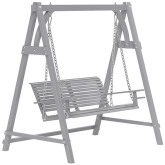 OUTSUNNY 2 Seater Wooden Garden Swing Seat Hammock Bench Lounger - Grey | TJ Hughes