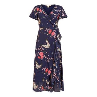 Yumi Crane-wikkeljurk met V-hals voor dames (Marine)