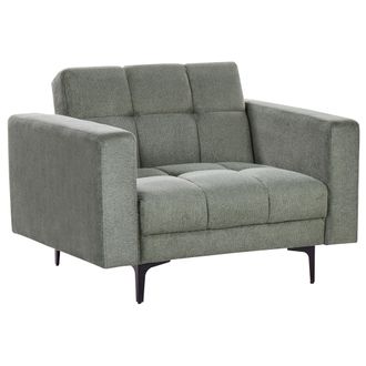 Beliani Beliani - Sill&oacute;n De Tela Acolchado Capiton&eacute; Reclinable Con Respaldo De 3 Posiciones Verde Alnes
