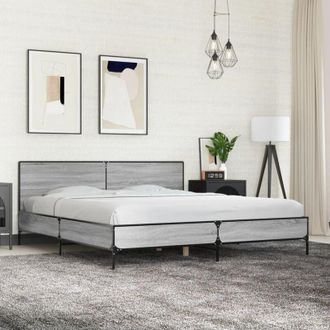 vidaXL Vidaxl - Estructura Cama Madera Ingenier&iacute;a Metal Gris Sonoma 200x200 Cm
