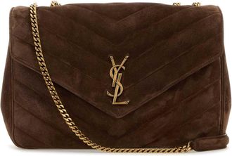 Saint Laurent Brown Suede Large Lou Lou Shoulder Bag