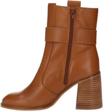 Chlo&eacute; Luxe Camel Laarzen - Dames - Laarzen met Hak - Bruin - 36 EU - Leer - Schoenen