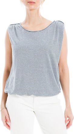 Max Studio Stripe Cinched Shoulder Tank Top in Cream/Navy at Nordstrom Rack, Size X-Large