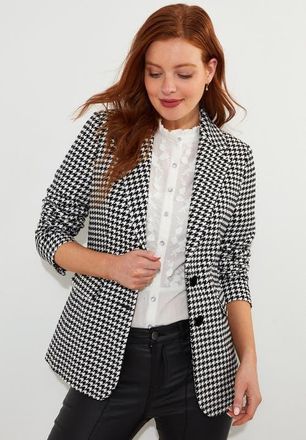 Joe Browns Notch Lapel Blazer in Black Mini Houndstooth at Nordstrom, Size 14