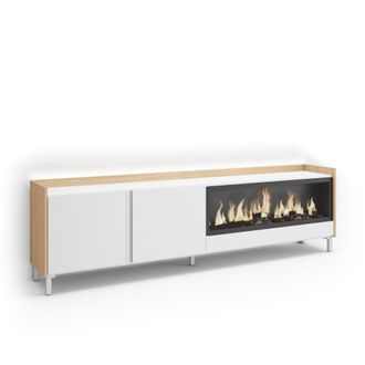 Skraut Home Skraut Home - Mueble Tv, Televisi&oacute;n, Muebles De Sal&oacute;n, Almacenaje, 212x35x61cm, Para Tv Hasta 80, Chimenea El&eacute;ctrica Xxl, Dise&ntilde;o Industrial, Led, Esti