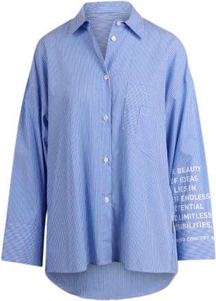 Noumeno Concept Pinstriped Shirt with Writing on the Sleeve