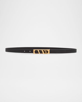 Valentino Garavani VLogo Signature Skinny Calfskin Belt, 15mm