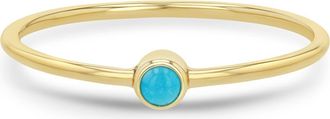Zo&euml; Chicco 14K Gold Bezel Birthstone Stacking Ring in Yellow Gold /Turquoise at Nordstrom, Size 6