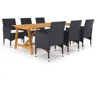 vidaXL Cena De 7 Pc Set Para Jard&iacute;n Negro