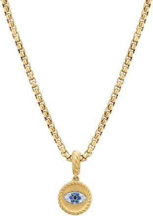 David Yurman Pendente Evil Eye in oro giallo 18kt con diamanti e zaffiri (18,8mm)