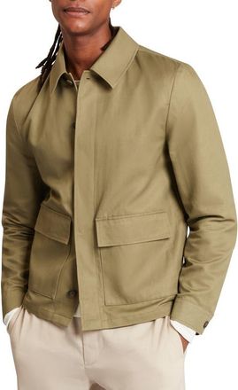 Ted Baker Trennt Cotton & Linen Shirt Jacket in Olive at Nordstrom, Size 6