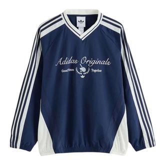 adidas V-hals Sweatshirt - Heren - Sport - Blauw - Maat: XS Nylon