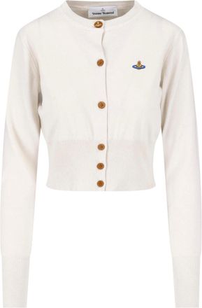 Vivienne Westwood White Cashmere-Blend Orb Cropped Cardigan