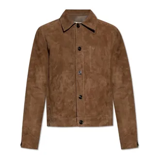 Ami Leather Jackets, male, Brown, Size: XL Suede jacket
