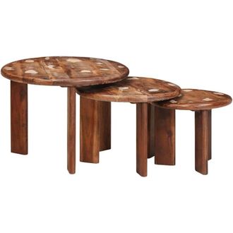 vidaXL Nesting Coffee Tables 3 pcs Multicolour Solid Reclaimed Wood vidaXL
