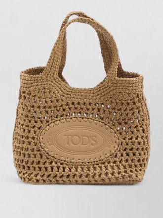 Tod's small raffia shopper bag shoulder strap