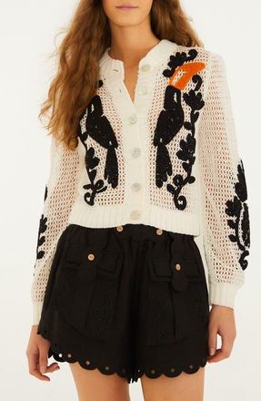Farm Rio Toucan Crochet Cardigan in Off-White at Nordstrom, Size Xx-Small