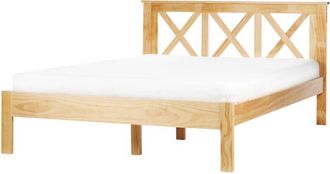 Beliani Cama Con Somier De Listones Moderno Cabecero De Madera Clara 140 X 200 Cm Tannay