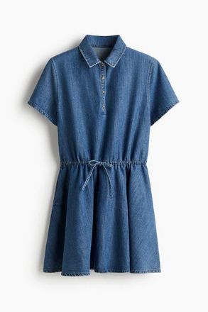 H&M Drawstring-waist Denim Dress in Denim Blue at Nordstrom, Size Xx-Small