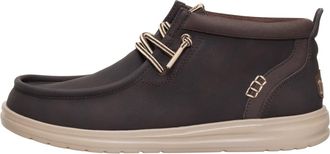 HeyDude 42051 Wally Mid Gripr Classic Brown Leather Boots for Men, Wally Mid Gripr Classic Brown, 10.5 UK