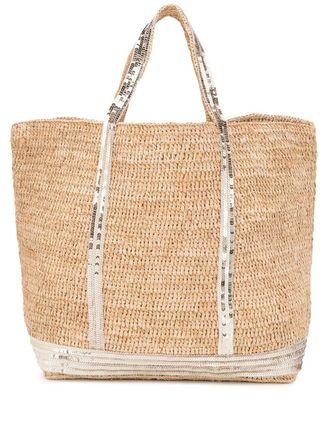 Vanessa Bruno sequin embellished tote - women - Raffia - One Size - Neutrals
