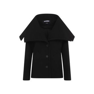 Jacquemus Short Coat With Oversized Collar And Wool Blend