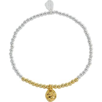 Estella Bartlett Two Tone Hammered Charm Beaded Bracelet in Silver at Nordstrom