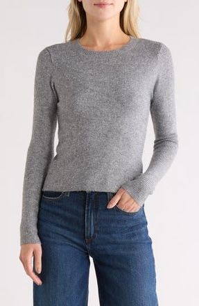 Madden Girl Rhinestone Ribbed Crop Sweater in Medium Grey Heather Combo at Nordstrom Rack, Size X-Large