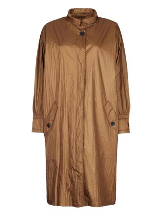 Add button-fastening patch-pocket coat - Brown