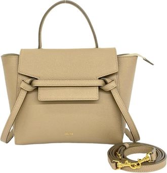 Celine Beige Leather Handbag Shoulder Bag Tote Bag (Pre-Owned)