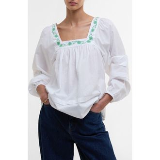 Barbour Ash Embroidered Cotton Top in White at Nordstrom Rack, Size 12 Us / 16 Uk
