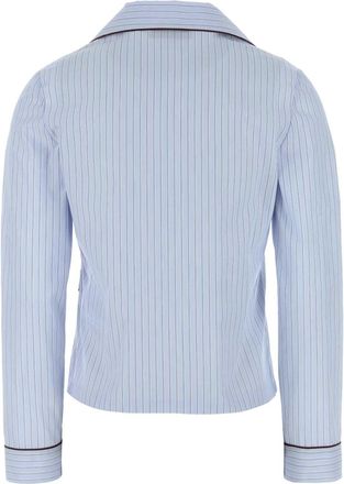 Gucci Womens Striped Poplin Shirt Blue Cotton