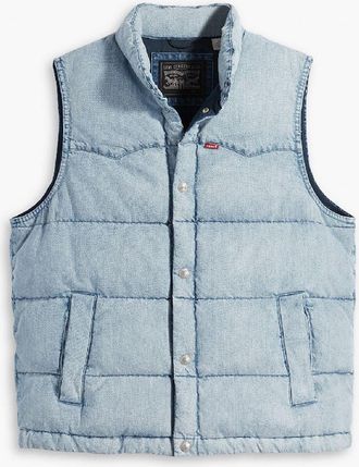 Levi's Mens Levis Western Snap Button Puffer Gilet with Pockets in Marion - Marine - Size X-Large