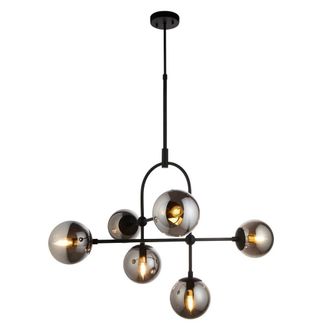 Netlighting Trieste Globe Pendant Ceiling Light Matt Black Smoked Mirror Glass
