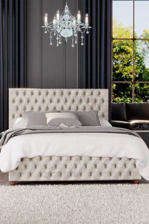 Laurence Llewelyn-Bowen Seren Ottoman Storage Bed in Mirazzi Velvet Fabric, Custom Made in Ivory | Size: Single