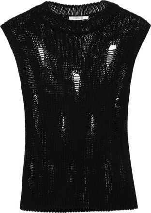 Gauchère distressed cotton vest - women - Cotton - S - Black