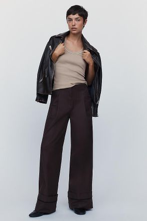 Maeve High-Cuff Chino Trousers Pants