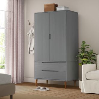 vidaXL Armario Molde Madera Maciza De Pino Gris 90x55x175 Cm Vidaxl