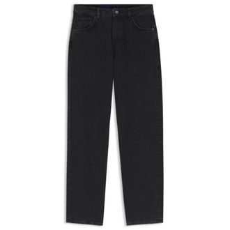 HUGO BOSS Wide-leg loose-fit jeans in black cotton